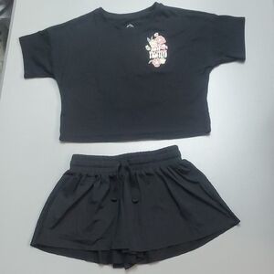 Wonder Nation Black Outfit Set Skirt And Crop Top